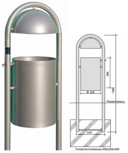 Kosz KU01 kosze parkowe kosze miejskie meble miejskie 2
