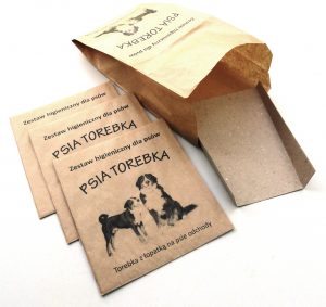 papierowe torebki na psie odchody Psia Torebka z łopatką